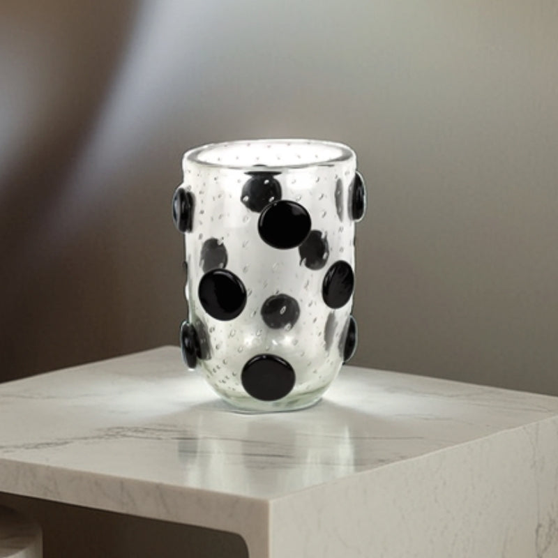 vaso murano bola preta decoração