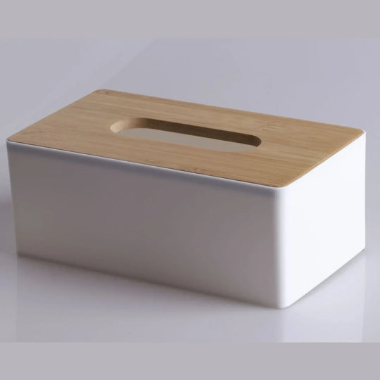 porta lenços com tampa de bambu - popbox
