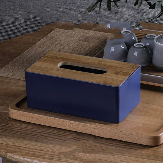 porta lenços com tampa de bambu - popbox