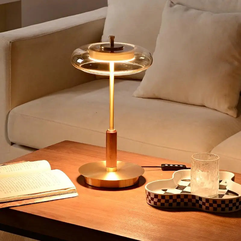luminária de mesa moderna madeira led - popbox