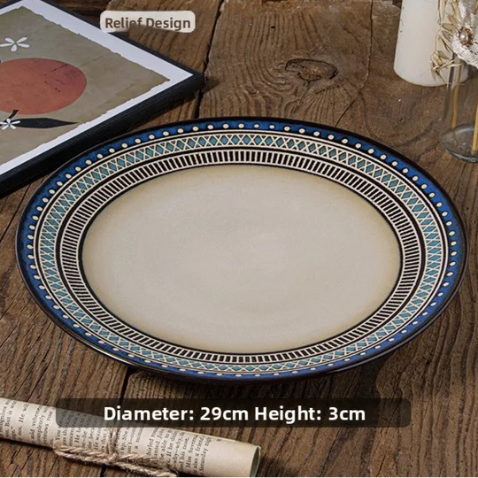 prato dining western; prato cerâmica; louça de cerâmica; prato raso; prato de sopa; prato sobremesa; louça artesanal; mesa elegante