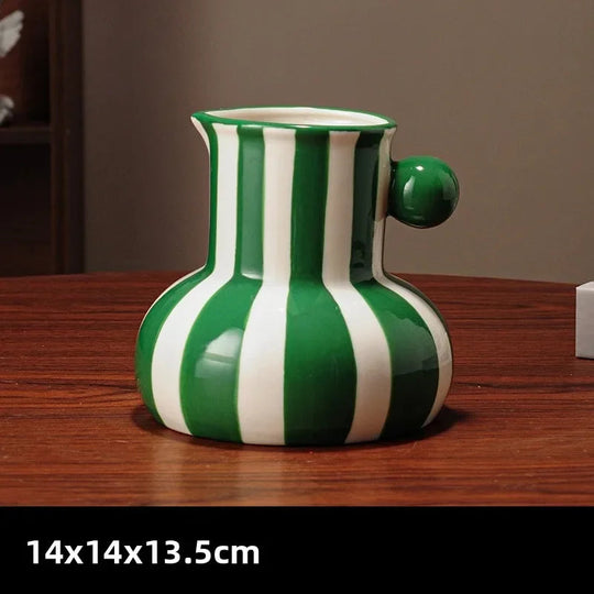 Vaso Decorativo Listrado de cerâmica colorido