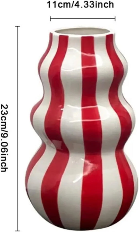 Vaso Decorativo Listrado de cerâmica colorido