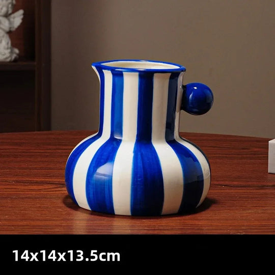 Vaso Decorativo Listrado de cerâmica colorido
