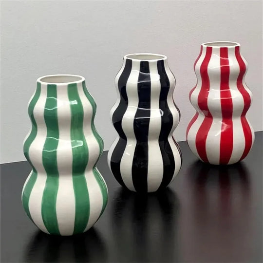 Vaso Decorativo Listrado de cerâmica colorido