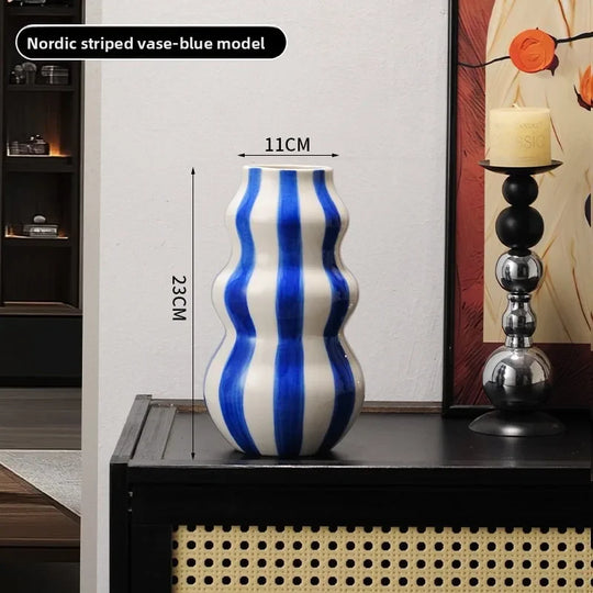 Vaso Decorativo Listrado de cerâmica colorido
