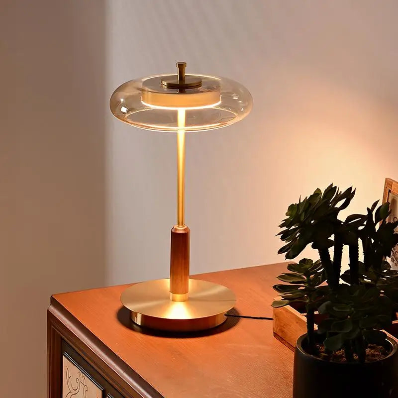 luminária de mesa moderna madeira led - popbox